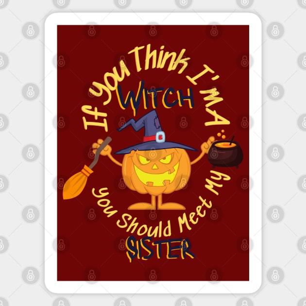 If You Think Im A Witch You Should Meet My Sister - Funny Magnet by O.M design